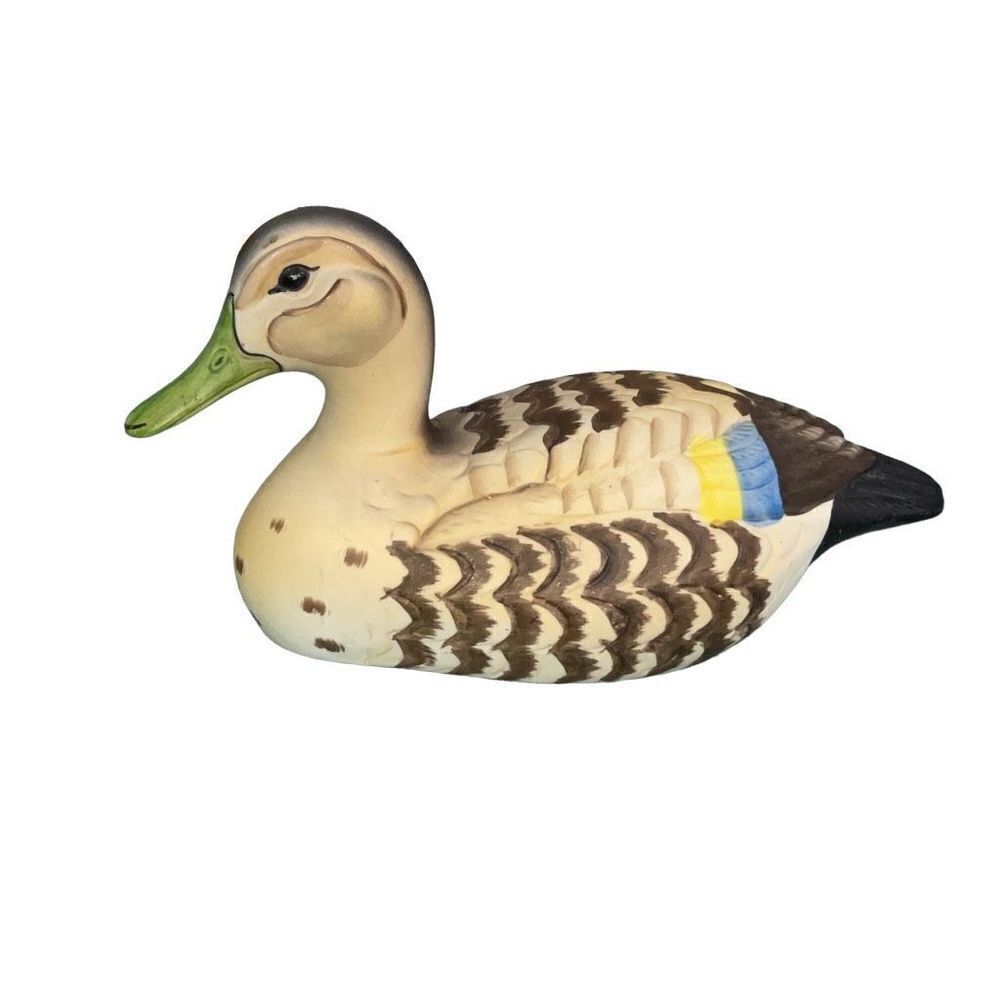 Vintage Royal Crown Mallard Duck Porcelain Decoy Figurine Artist Signed J Byron